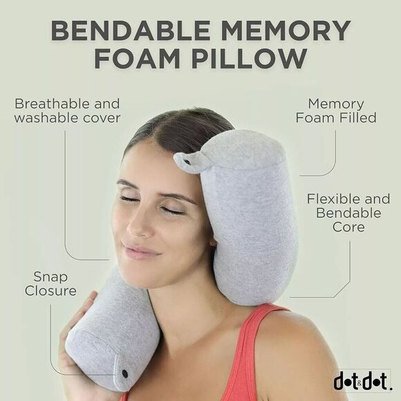 Dot&Dot Twist Memory Foam Travel Pillow for Neck Lumbar and Leg Support GRAY - Picture 3 of 11